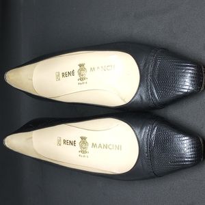 Rene Mancini black leather pumps
